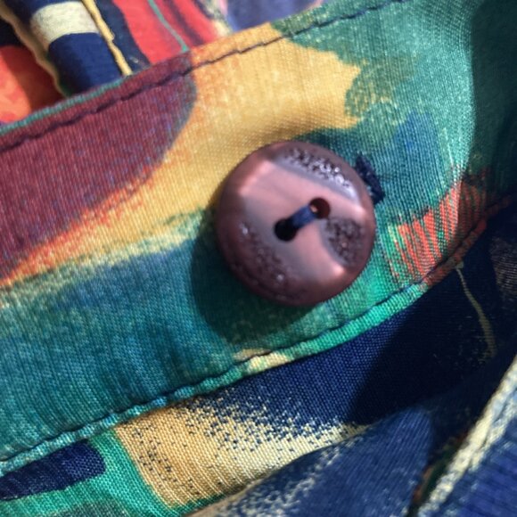 Vintage 1980s Saint Germain Oversized Rayon Blouse Top Orange Abstract Print XL - Picture 15 of 16